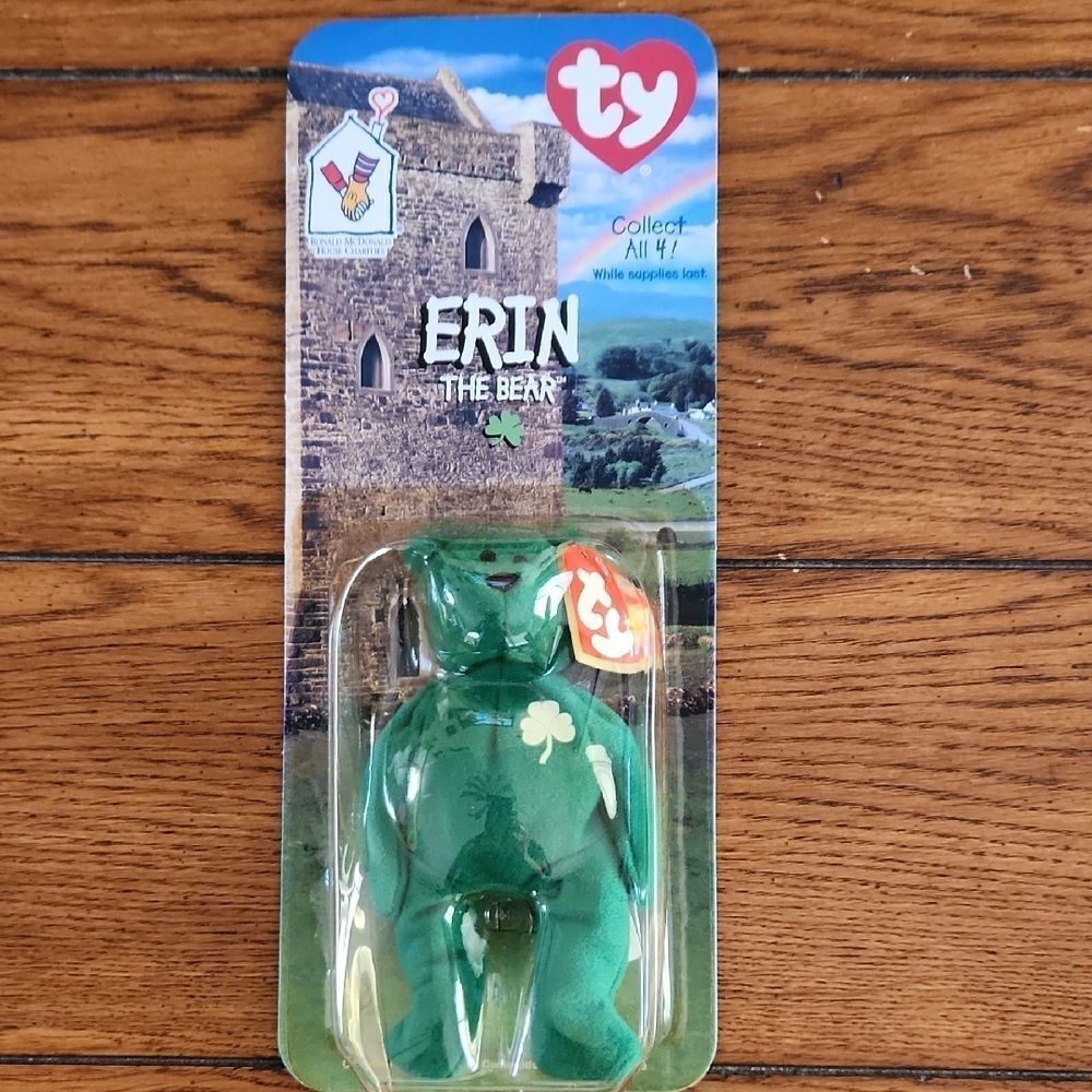 Vintage Collectible Ty Erin the Bear McDonalds Happy Meal Beanie Baby New In Box